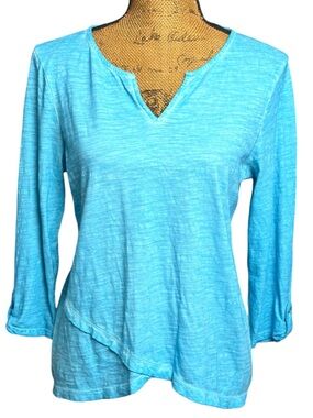 Chico's turquoise notch-neck top Women’s USA size XS Chico’s size 0 | bb
